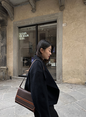 YELLOWQUEEN独家定制 法式复古浅色老花包牛皮单肩斜挎翻盖包腋下