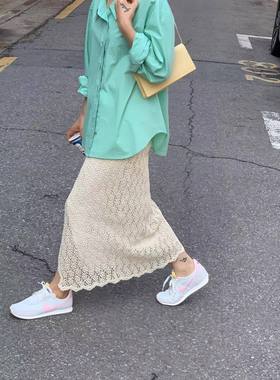 韩代潮牌 modest mood白色春夏衬衫蕾丝花甜美简约内搭气质女上衣