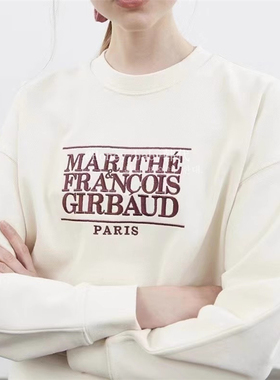 韩代潮牌MARITHE FRANCOIS GIRBAUD粉色圆领短款卫衣少女感上衣