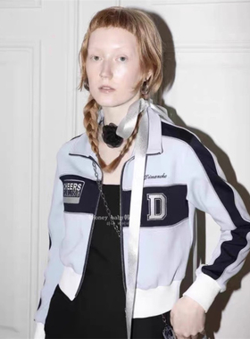韩代潮牌dimanche双向拉链夹克美式复古工装短款开衫运动立领外套