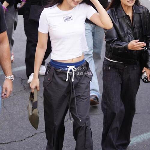 直邮正品跳舞绑带多口袋廓形裤女