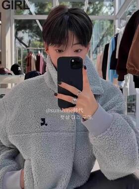 韩代潮牌 Rest And Recreation设计师品牌短款logo摇粒绒夹克外套