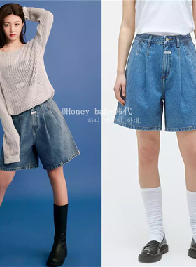 韩代潮牌MARITHE FRANCOIS GIRBAUD休闲阔腿宽松显瘦牛仔五分短裤