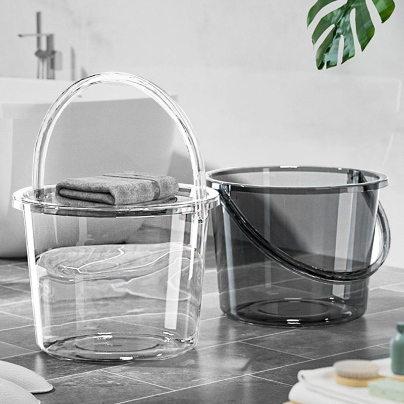 手提水桶透明学生宿舍洗衣洗澡储水桶洗漱盆高颜值加厚带盖塑料桶