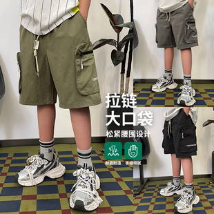 男大童薄款短裤夏装2025新款夏季青少年工装裤五分裤初中学生裤子