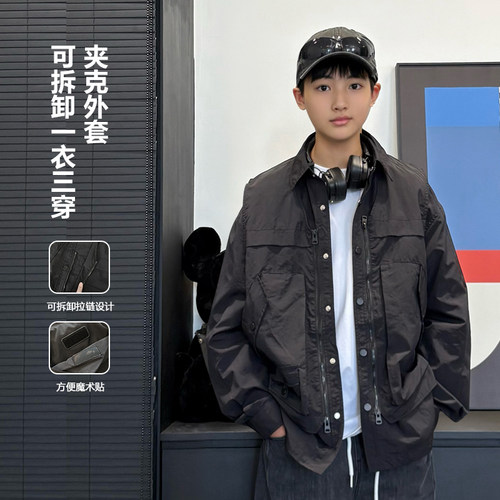 WT1542小赖家青少年户外外套2025年秋季大童男大童休闲上衣宽松