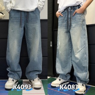 K4093小赖家秋款季新款青少年加长款牛仔裤大童宽松阔腿长裤潮