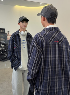 CY299小赖家青少年衬衣2026春款长袖男大童格子翻领上衣春季