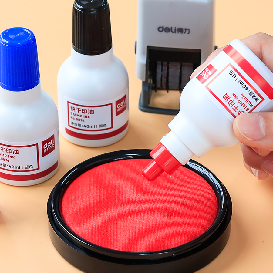 得力快干印油得力9874印油财务办公用品会计专用印油印泥油红色蓝色
