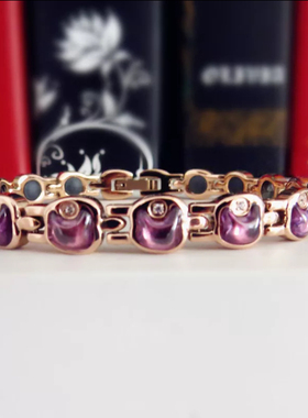 新品 台湾正品KOTO 紫色玛瑙 锆石漂亮抗疲劳手链 女式 生日礼物