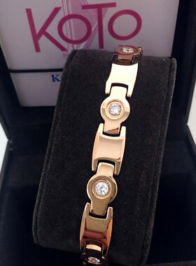 台湾钛钢镶嵌锆石时尚风保健手链