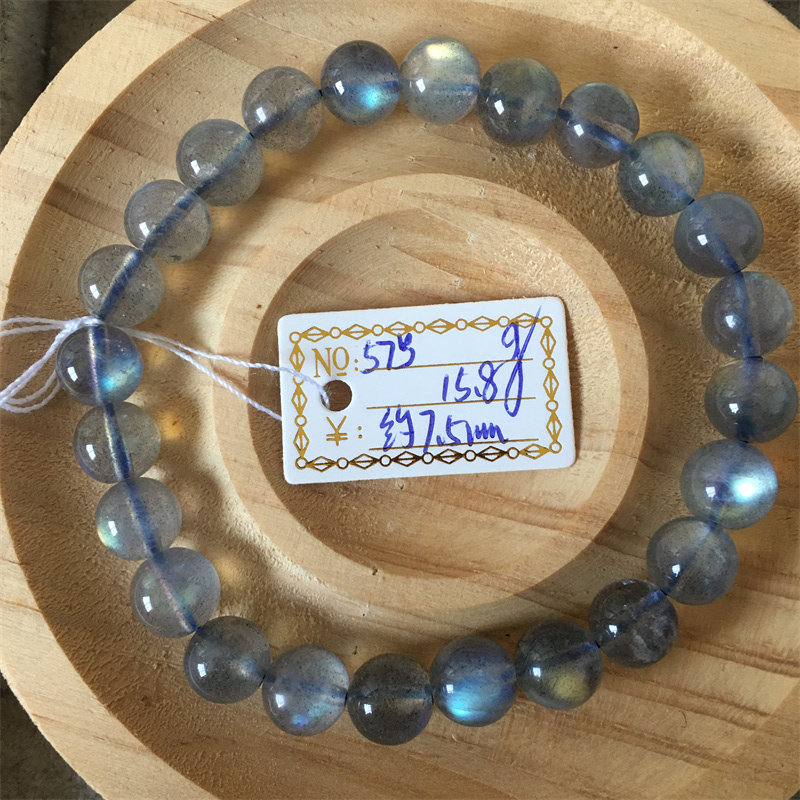 天然冰种灰月光拉长石手链强光蓝彩光月光石水晶手串饰品高档礼物