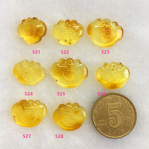 纯天然原矿蜜蜡如意宝宝锁吊坠手链配件厂价处理