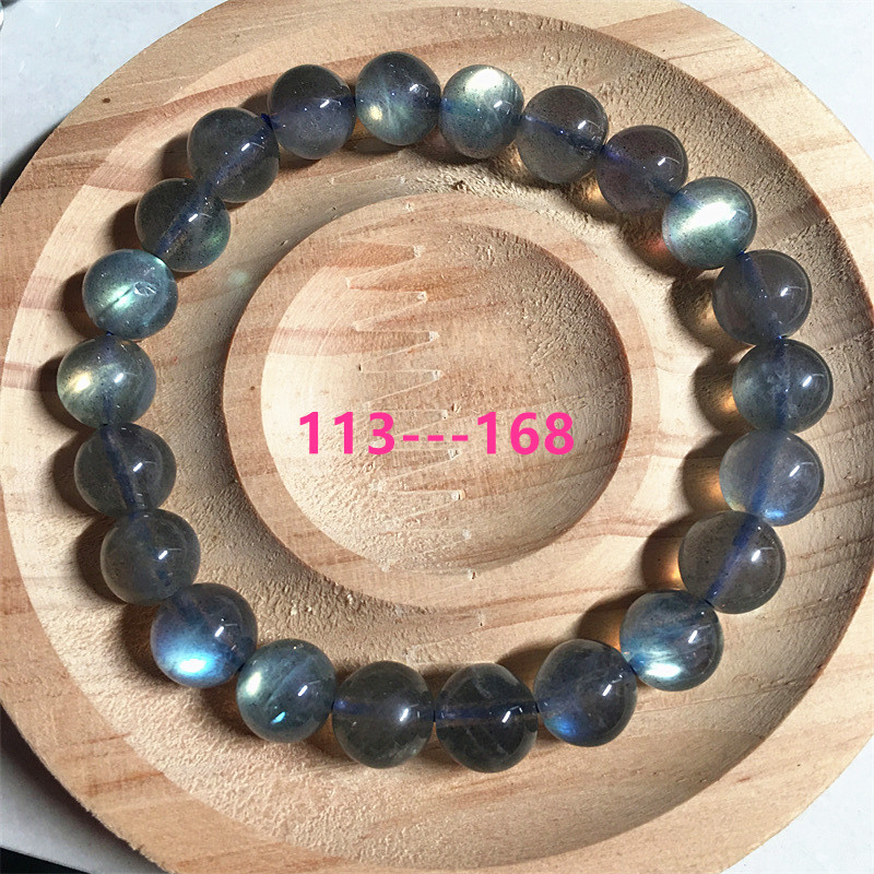 天然冰种灰月光拉长石手链手串强光全蓝光彩光月光石水晶饰品礼物