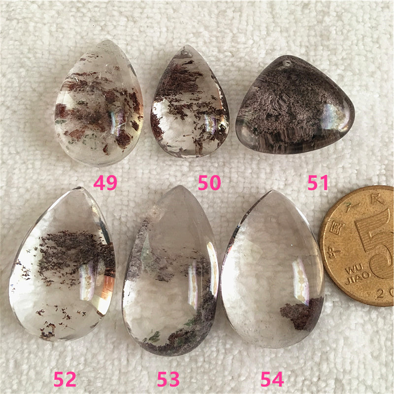 天然水晶绿幽灵聚宝盆千层山金字塔水滴型吊坠男女款