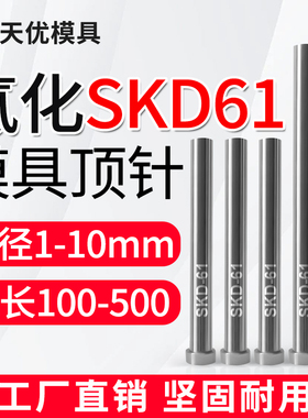 氮化全硬SKD61模具顶针精密塑料顶杆推杆扁顶针司筒冲针定做1-10