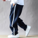 美式大码重磅卫裤男春秋潮牌宽松休闲2025新款藏青直筒运动长裤子