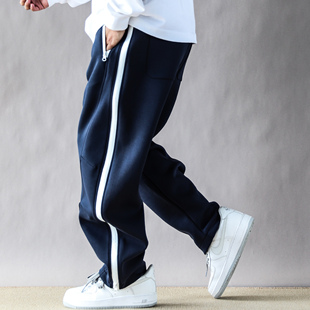 藏青直筒运动长裤 美式 男春秋潮牌宽松休闲2025新款 重磅卫裤 子 大码