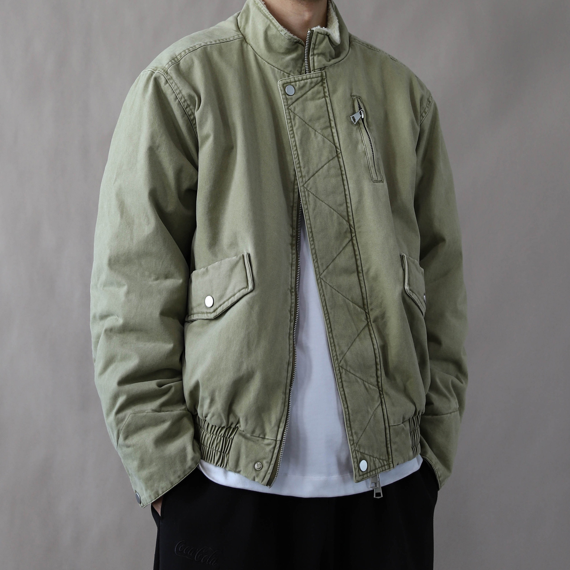 日系工装风立领棉衣男冬季宽松保暖外套卡其2025新款潮美式复古