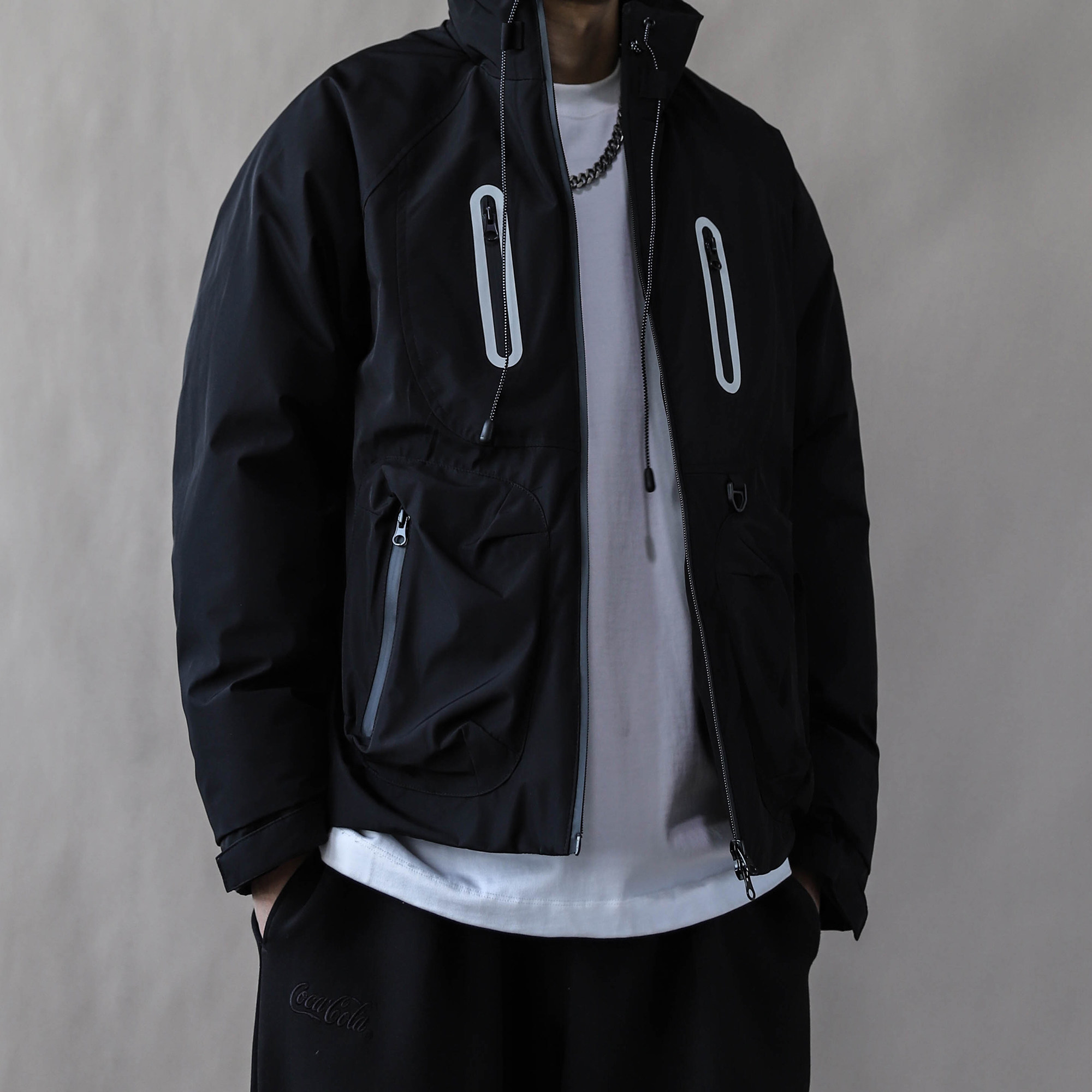 户外机能风立领棉衣男冬季宽松工装加厚保暖外套青年潮2025黑色