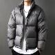 90白鸭绒亮面2026秋冬美式 立领面包纯色加厚宽松羽绒服外套男深灰