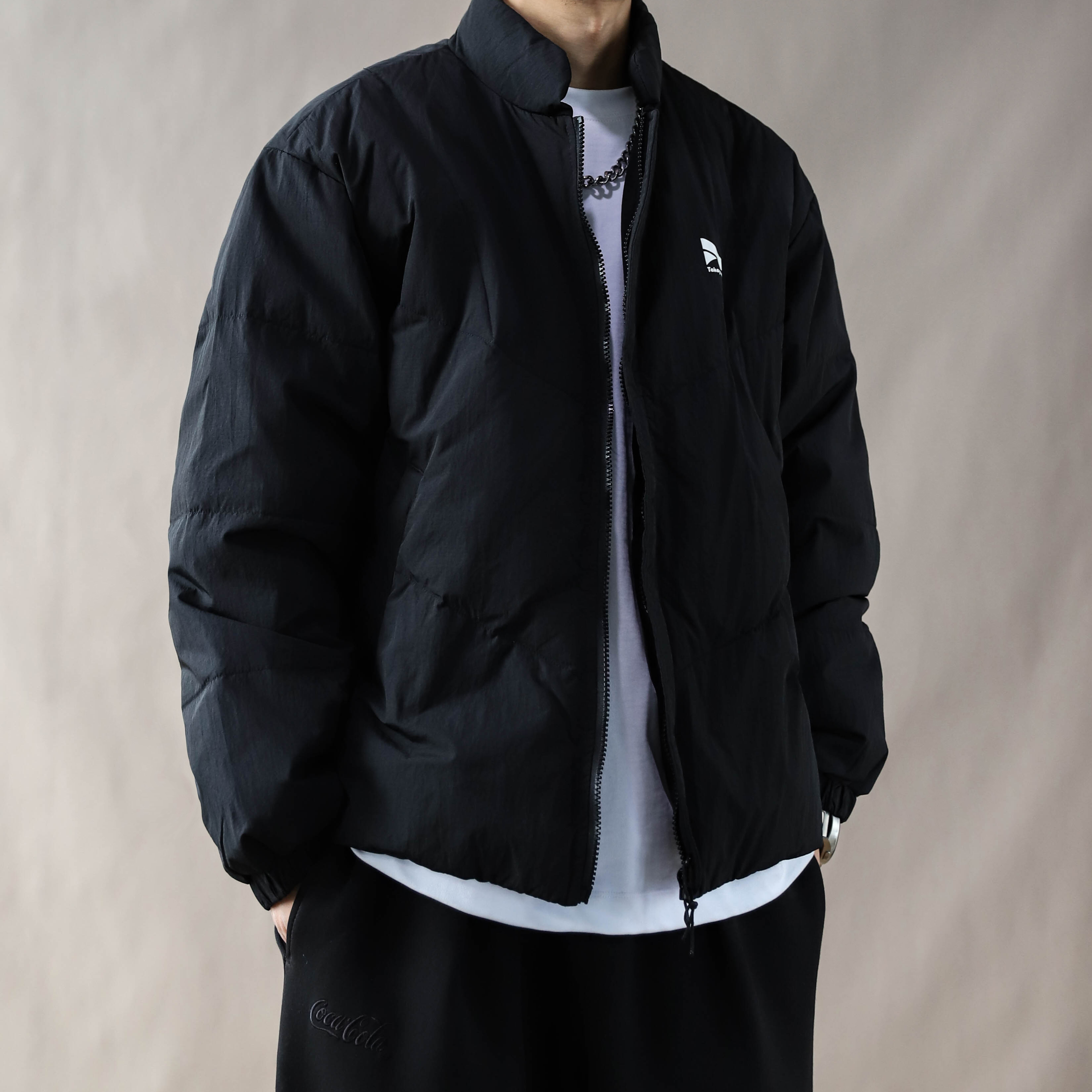 黑色立领短款羽绒服男加厚保暖宽松面包服外套2025大码秋冬美式