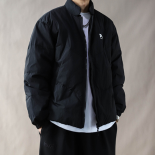 黑色立领短款羽绒服男加厚保暖宽松面包服外套2025大码秋冬美式