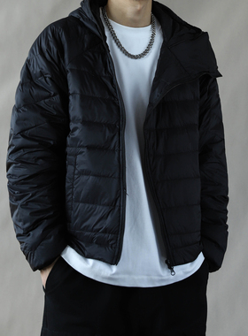 90白鸭绒排骨羽绒服男短款连帽橙色加厚保暖外套宽松冬季新款黑色