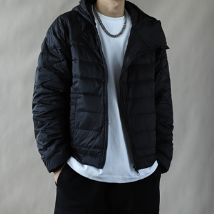 90白鸭绒排骨羽绒服男短款连帽橙色加厚保暖外套宽松冬季新款黑色