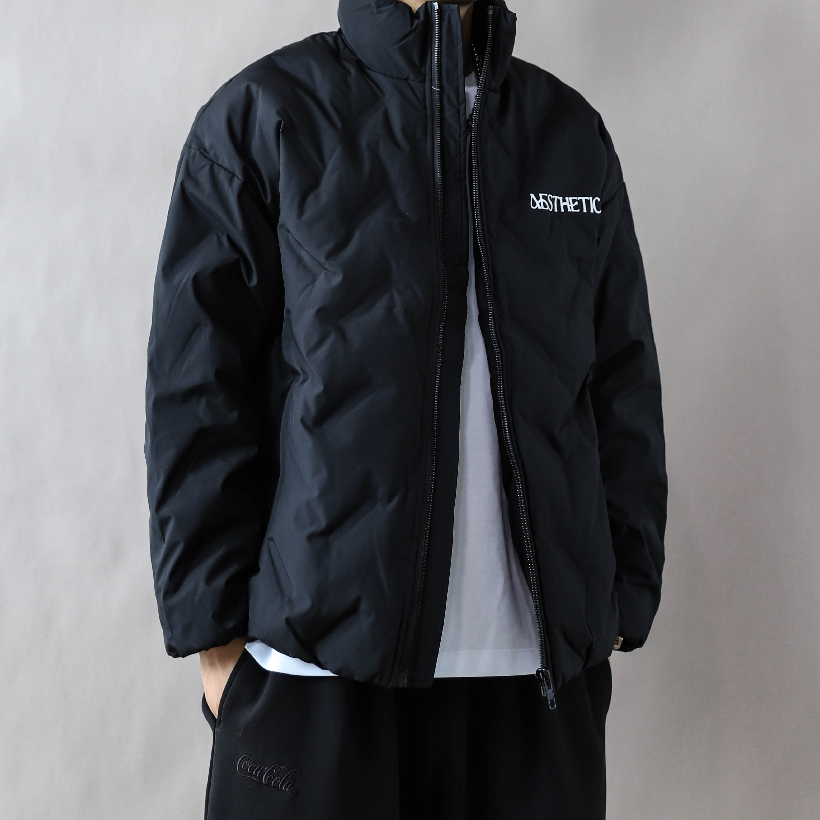 90绒羽绒服男短款立领轻薄保暖外套冬季2025美式复古大码上衣黑色