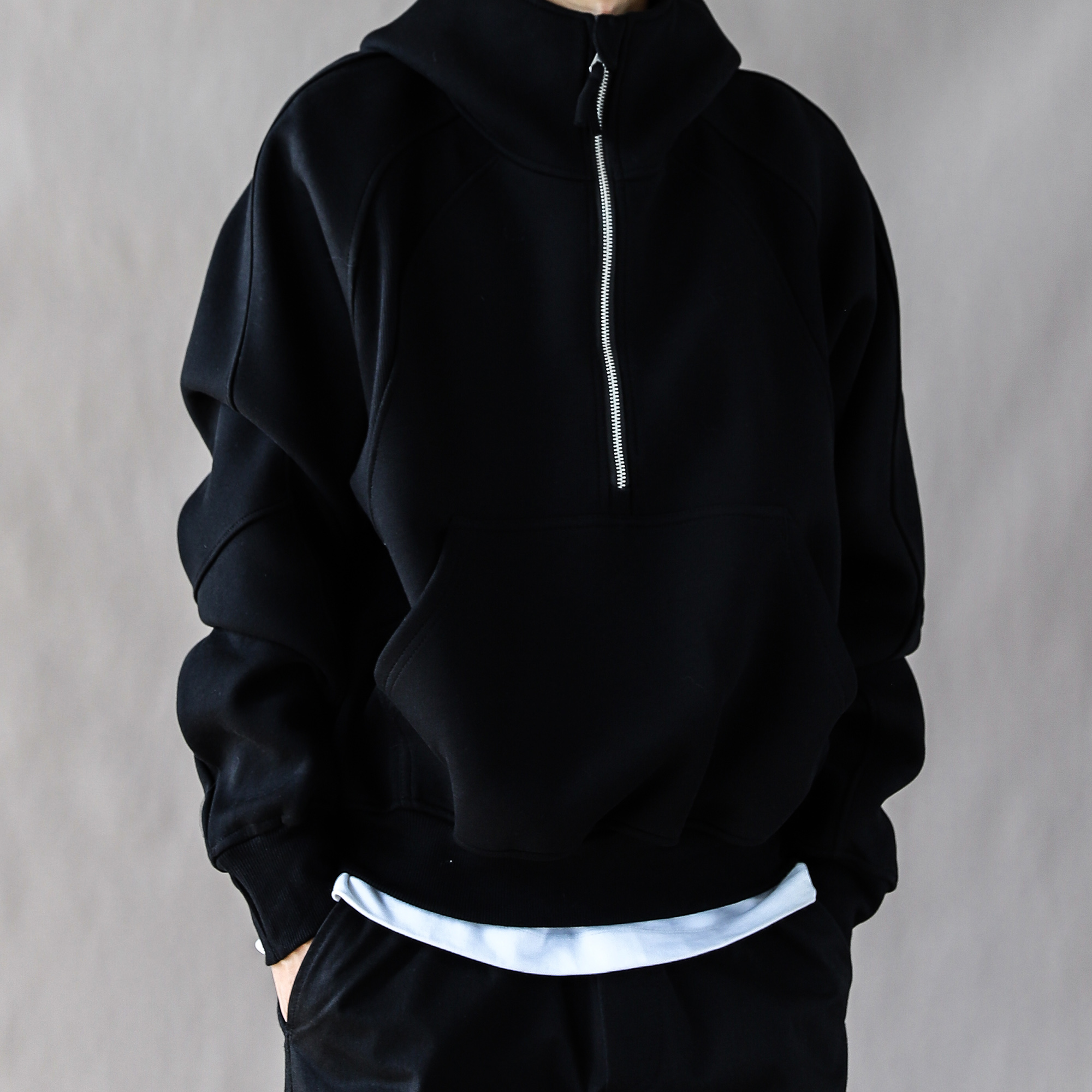 美式复古重磅卫衣男春秋潮宽松休闲2025新款高街连帽开衫外套黑色