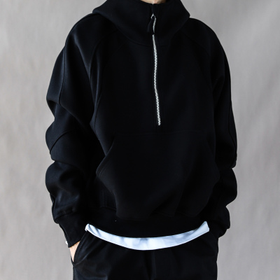 美式复古重磅卫衣男春秋潮宽松休闲2025新款高街连帽开衫外套黑色