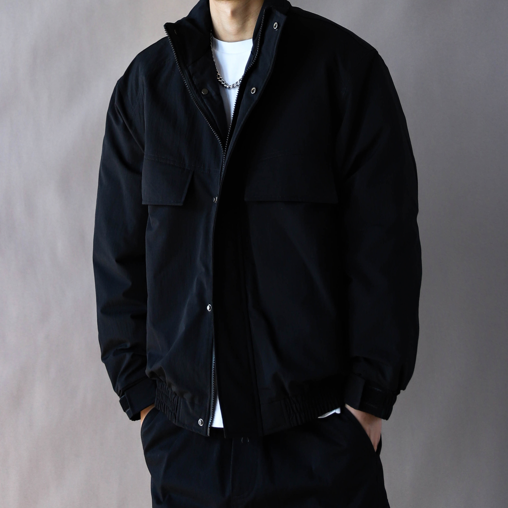 羽绒服男款美式复古立领冬季加厚保暖外套工装黑色宽松上衣新款