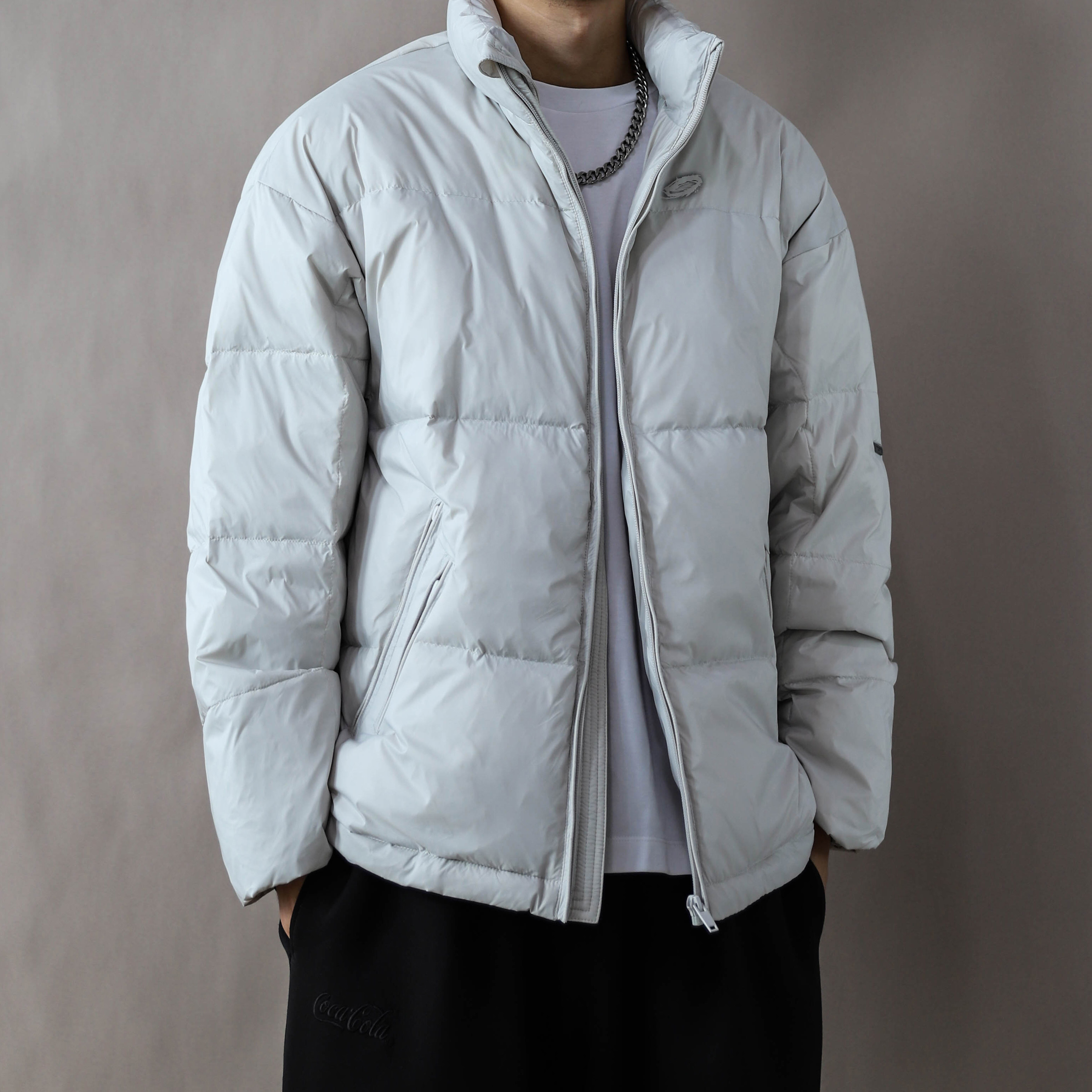 面包羽绒服男短款立领加厚保暖外套冬季2025美式复古大码上衣灰色