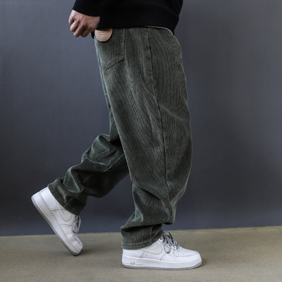 2025秋冬季男款美式日系灯芯绒休闲裤复古加绒运动长裤军绿裤子