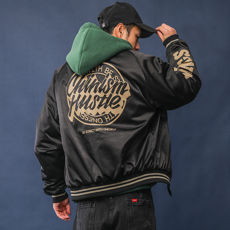 国潮嘻哈ins冬季短款棒球服外套