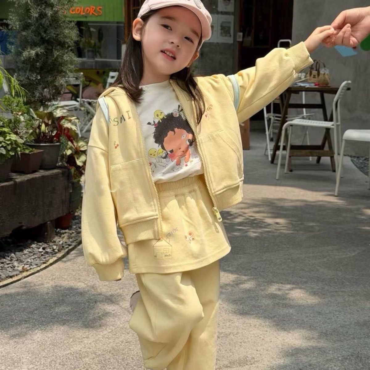 女童秋套装儿童春打底长袖连帽外套休闲屁帘长裤裙卫衣运动三件套