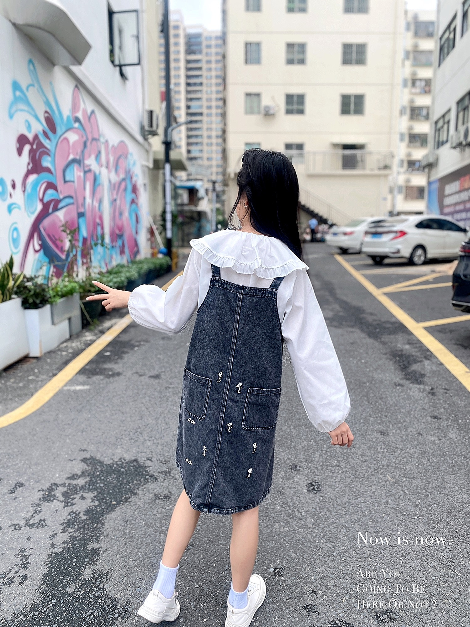 女童套装时髦洋气春秋冬儿童长袖衬衫学院风牛仔吊带背带裙两件套