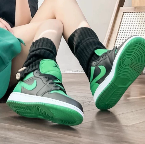 Air Jordan 1 Low AJ1 男女情侣黑绿低帮复古篮球鞋 553560-065