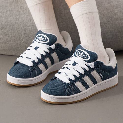adidas originals 舒适薄底耐磨 低帮 板鞋 男女同款 蓝白色