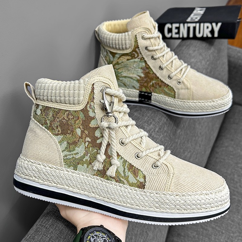 高帮男鞋秋季潮流百搭休闲板鞋中帮青少年运动防滑厚底增高帆布鞋,流行男鞋,高帮鞋,淘宝优惠券,粉丝福利购,淘宝优惠卷