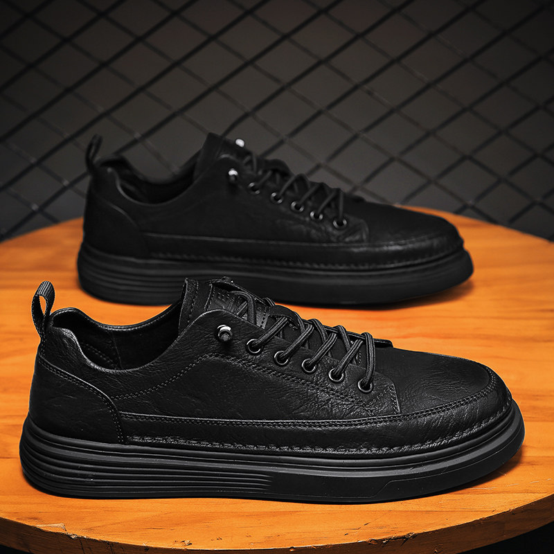 冬季男鞋百搭男士上班工作休闲皮鞋运动增高全黑板鞋厨师劳保潮鞋,流行男鞋,单鞋,淘宝优惠券,粉丝福利购,淘宝优惠卷