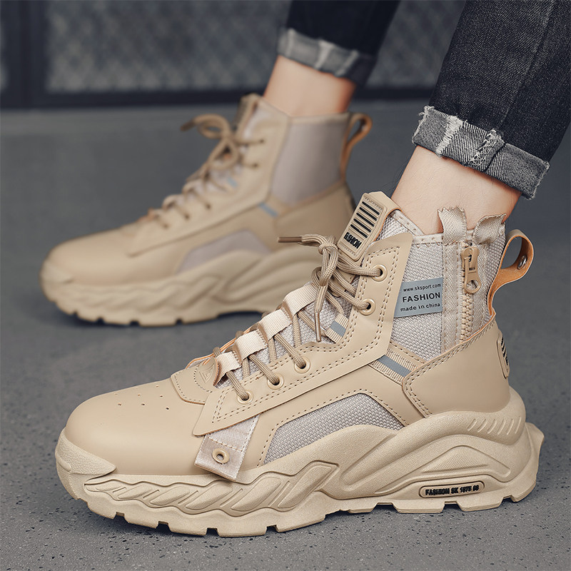 MARTIN BOOTS MENS SHOES WINTER HIGH-TOP BRITISH STYLE VINTAGE CARGO BOOTS PLATFORM SOLE WATERPROOF OUTDOOR MOUNTAINEERING DESERT COMBAT BOOTS