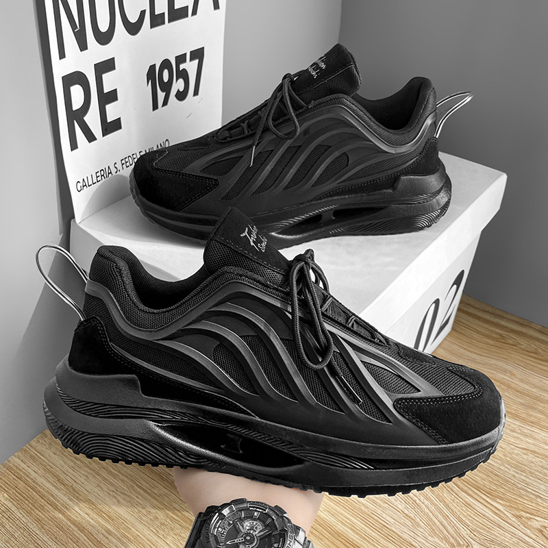 莆田椰子男鞋秋季2025新款黑色运动休闲跑步内增高黑武士老爹潮鞋,流行男鞋,老爹鞋,淘宝优惠券,粉丝福利购,淘宝优惠卷