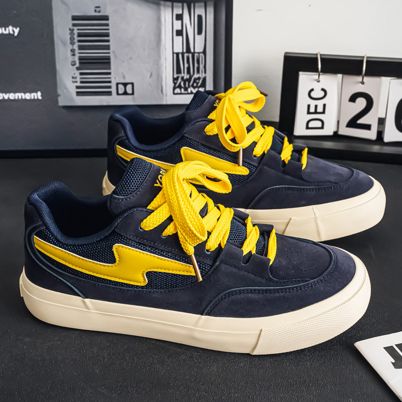 男鞋春季百搭休闲小众原创面包板鞋青少年软底皮面防水防滑运动鞋,流行男鞋,休闲板鞋,淘宝优惠券,粉丝福利购,淘宝优惠卷