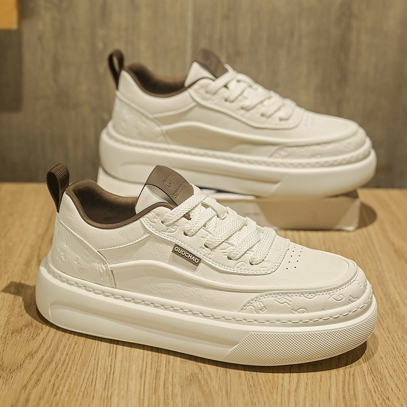 男鞋春季潮流百搭休闲真皮板鞋2026新款小众设计感厚底耐磨小白鞋,流行男鞋,单鞋,淘宝优惠券,粉丝福利购,淘宝优惠卷