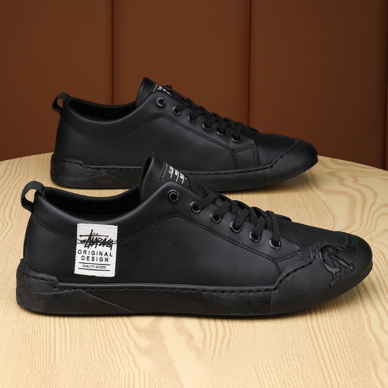 豆豆男鞋冬季平板鞋黑色一脚蹬男士休闲皮鞋工作防水防滑劳保潮鞋,流行男鞋,单鞋,淘宝优惠券,粉丝福利购,淘宝优惠卷