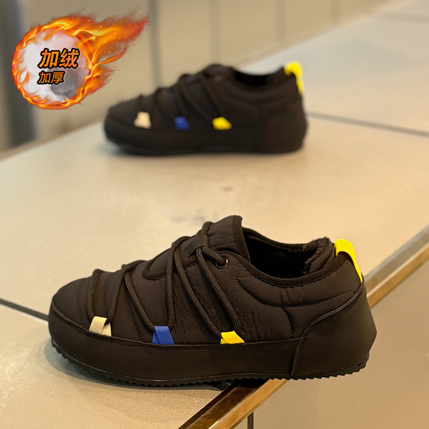 男鞋冬季加绒加厚保暖棉鞋懒人一脚蹬防水防滑运动软底黑色面包鞋,流行男鞋,棉鞋,淘宝优惠券,粉丝福利购,淘宝优惠卷