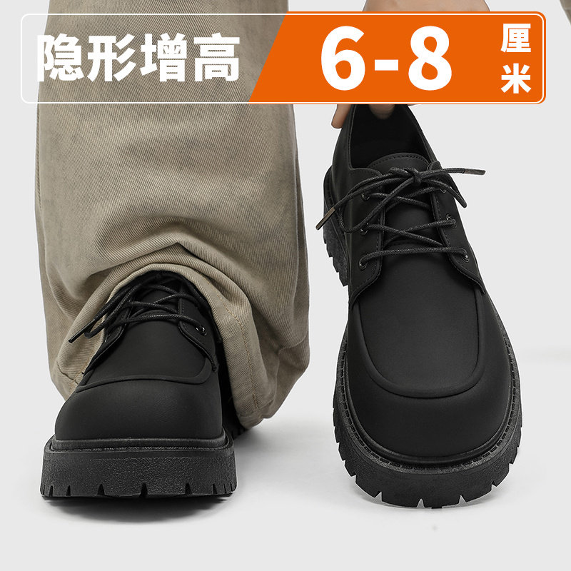 大头德比男鞋2026新款春季英伦风男士休闲皮鞋厚底增高工装马丁鞋