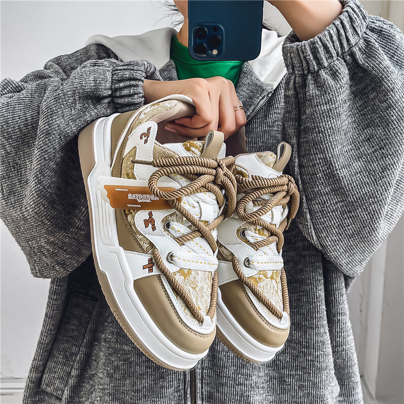 面包鞋男秋季高级感小众原创百搭休闲板鞋青少年运动增高小白潮鞋,流行男鞋,休闲板鞋,淘宝优惠券,粉丝福利购,淘宝优惠卷